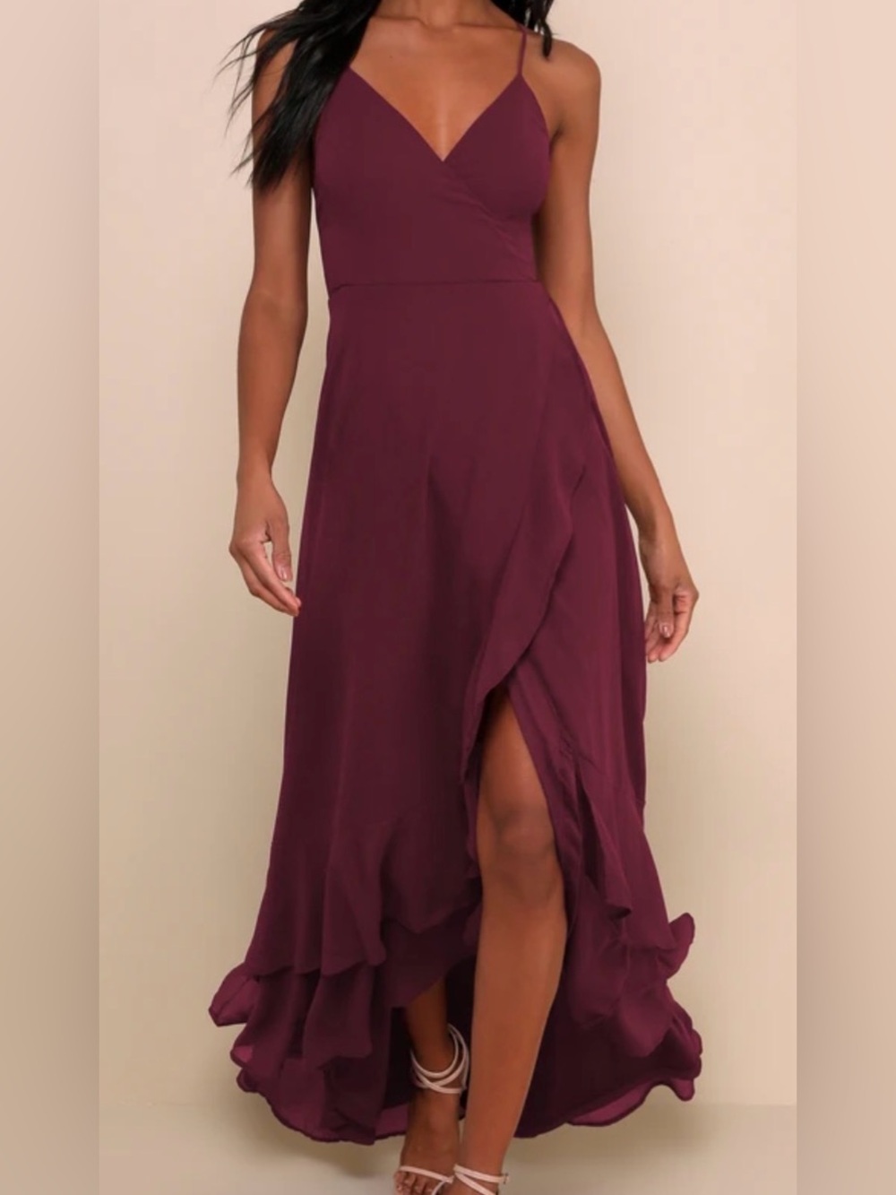 Lulus In Love Forever Plum Lace-Up High-Low Maxi Dress NWT Size Small